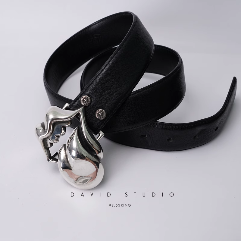 ROLLING STONES BUCKLE COWHIDE LEATHER BELT