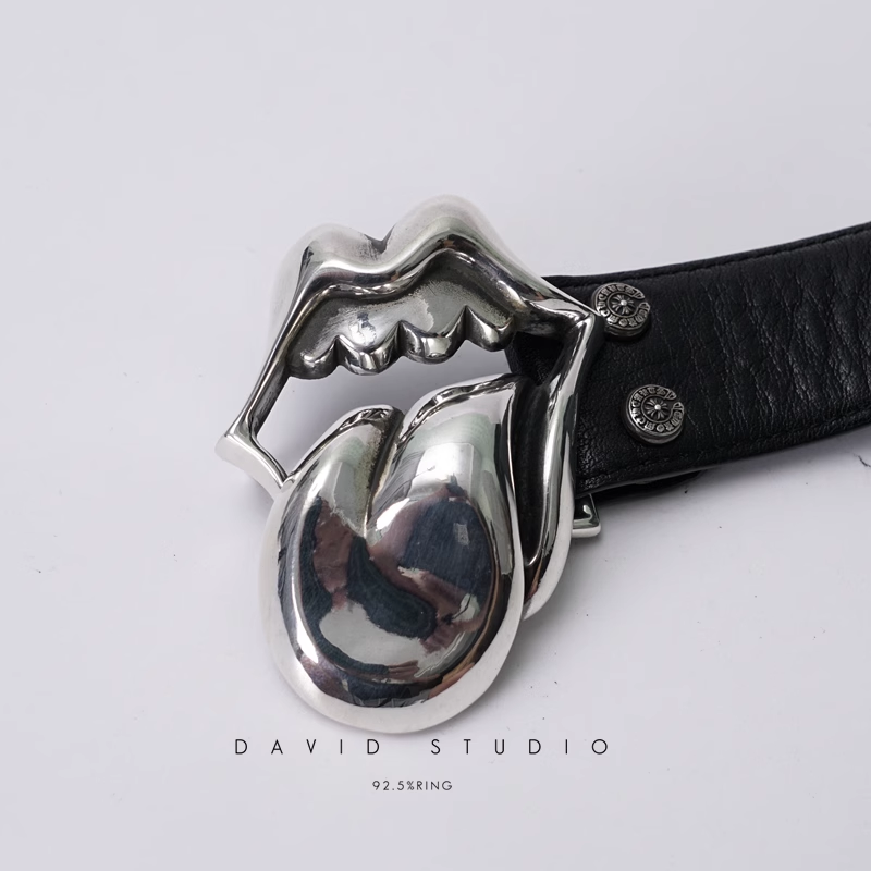 ROLLING STONES BUCKLE COWHIDE LEATHER BELT