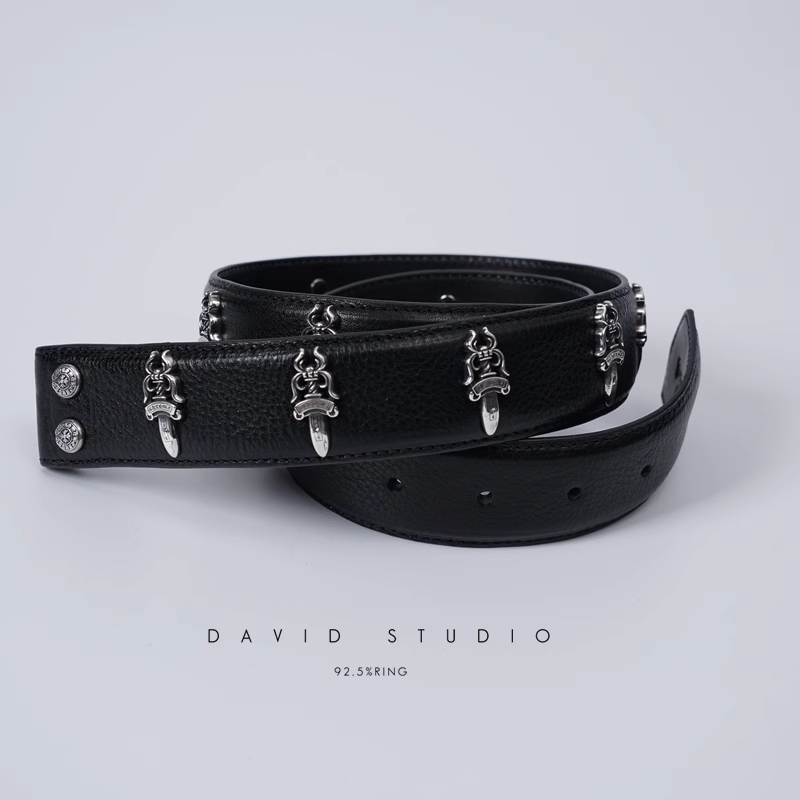 DAGGER BUTTONS COWHIDE LEATHER BELT(WITHOUT BUCKLES)