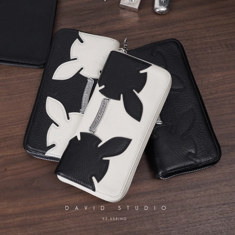 CHROME HEARTS 2 DAGGER ZIP DOUBLE FLEUR TAIL LONG WALLET