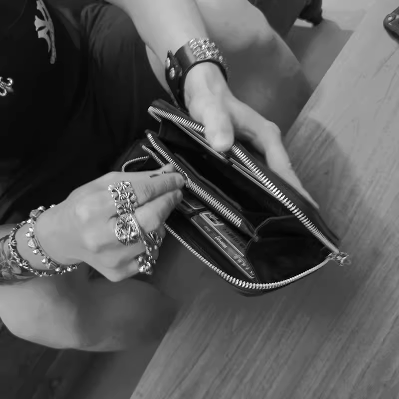 CHROME HEARTS ZIP 3 CEMETERY CROSS LONG WALLET