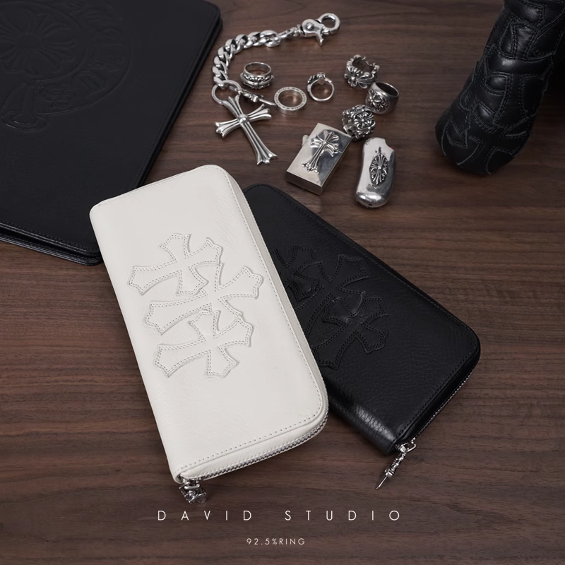CHROME HEARTS ZIP 3 CEMETERY CROSS LONG WALLET