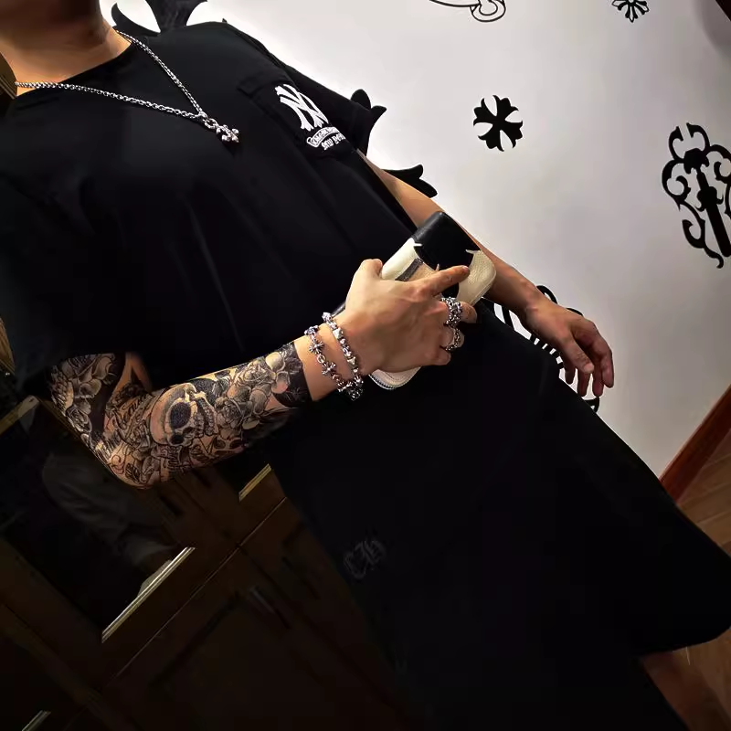 CHROME HEARTS 2 DAGGER ZIP DOUBLE FLEUR TAIL LONG WALLET