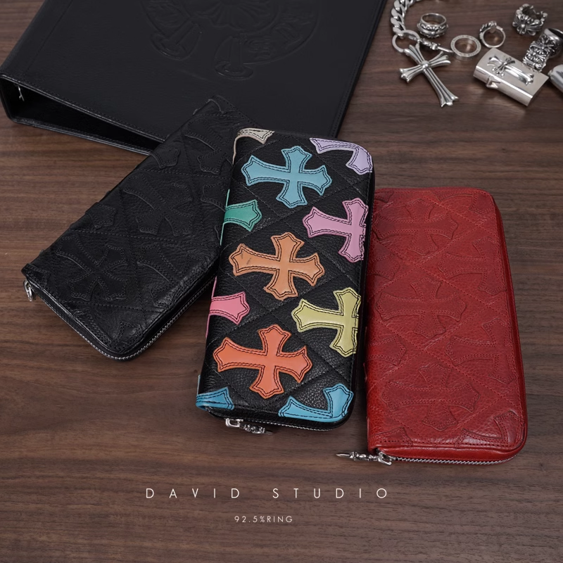 CHROME HEARTS 2 Dagger ZIP MULTI CEMETERY CROSS WALLET