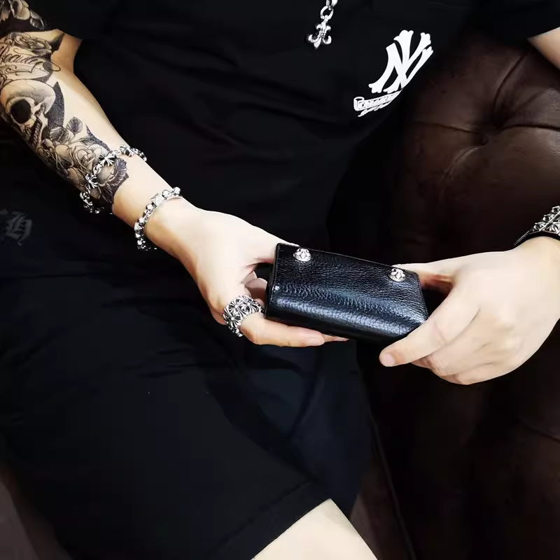 CHROME HEARTS 2 SNAP FLEUR BUTTON CROSS WALLET