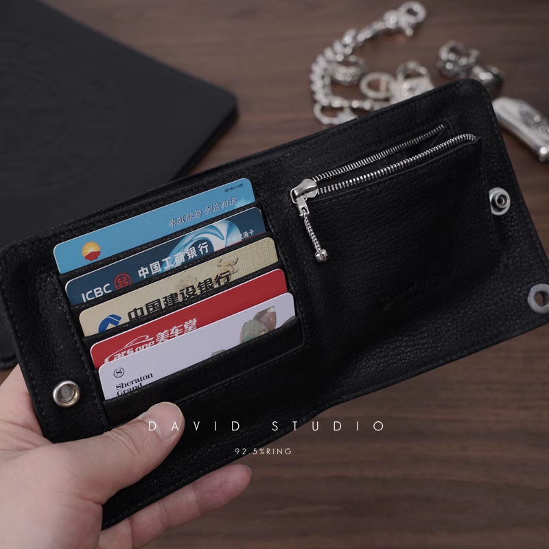 CHROME HEARTS SNAP CROSS BUTTON SHEEPSKIN WALLET