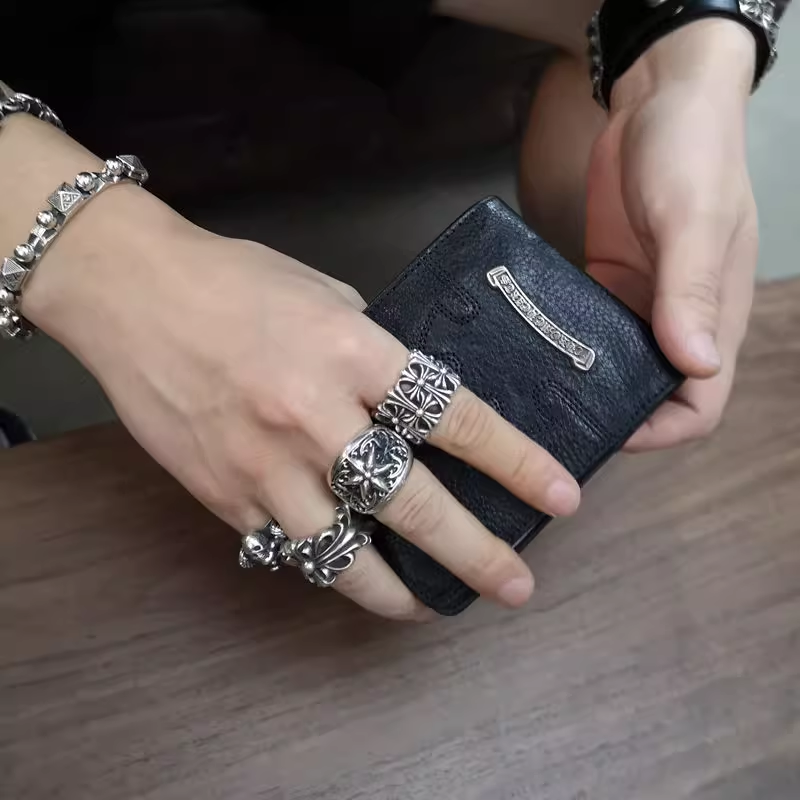 CHROME HEARTS SNAP HORSESHOE BUTTON FLEUR TAIL WALLET