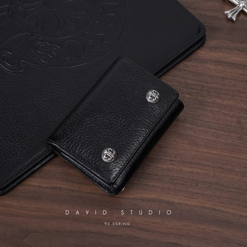 CHROME HEARTS 2 SNAP FLEUR BUTTON CROSS WALLET