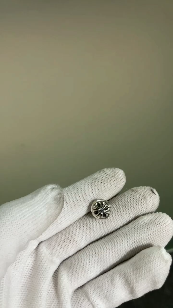 CHROME HEARTS CROSS BALL STUD WITH DIAMOND