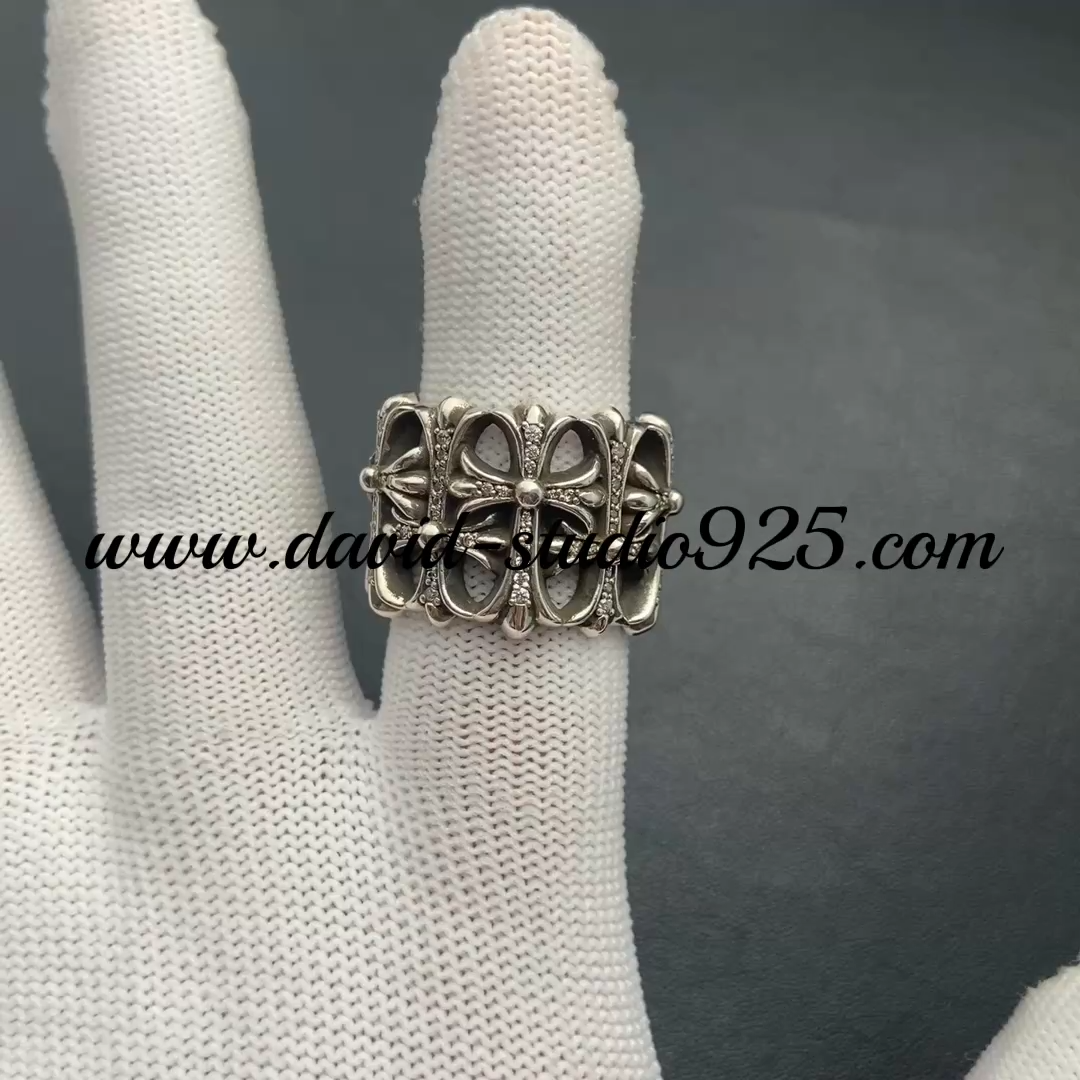 CHROME HEARTS CEMETERY RING WITH DIAMONDS