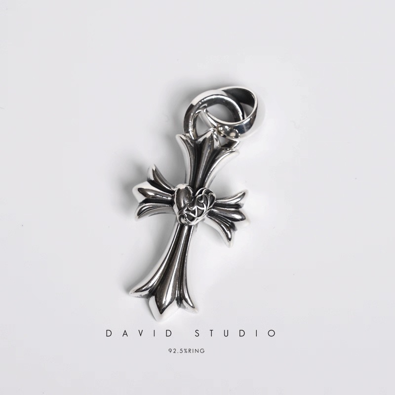 SMALL CROSS HEART PENDANT WITH BAIL