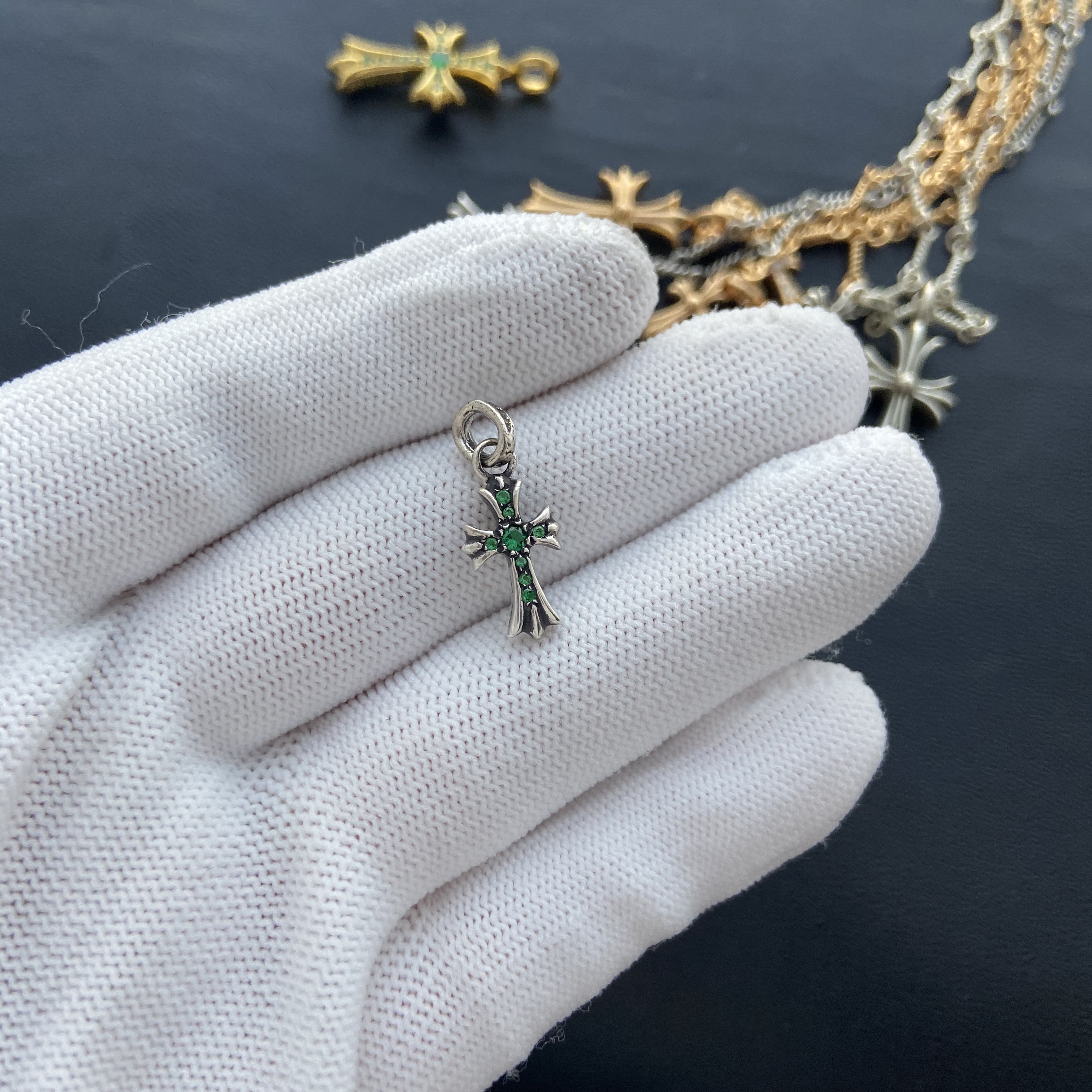 CROSS BABYFAT CHARM WITH REAL EMERALDS