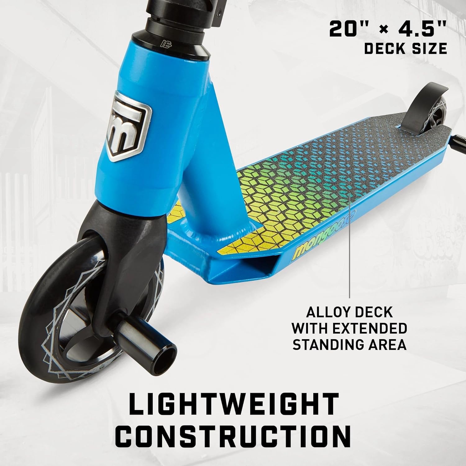 Mongoose Rise Freestyle Stunt Trick Scooter, For Kids Youth Adult Men Women Ages 8 Up, Lightweight Alloy Deck & Heavy-Duty Frame Up to 220 lbs., Bike-Style Grip, T-Bar Handlebar and High Impact Wheels