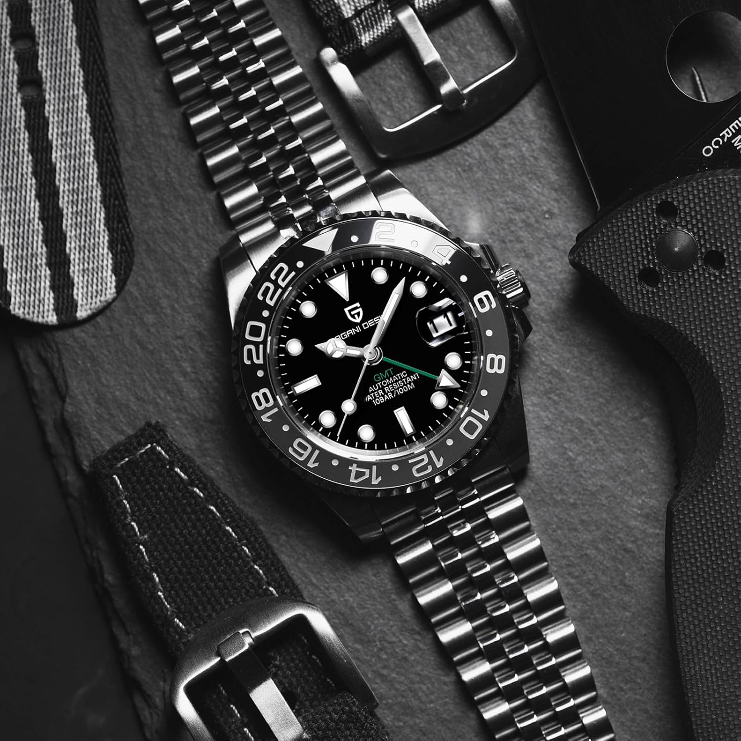 Men Watch Pagani Design GMT Watches for Men Automatic 40MM Date 100M Waterproof Stainless Steel Sapphire Glass Mechanical Wristwatches PD-1662