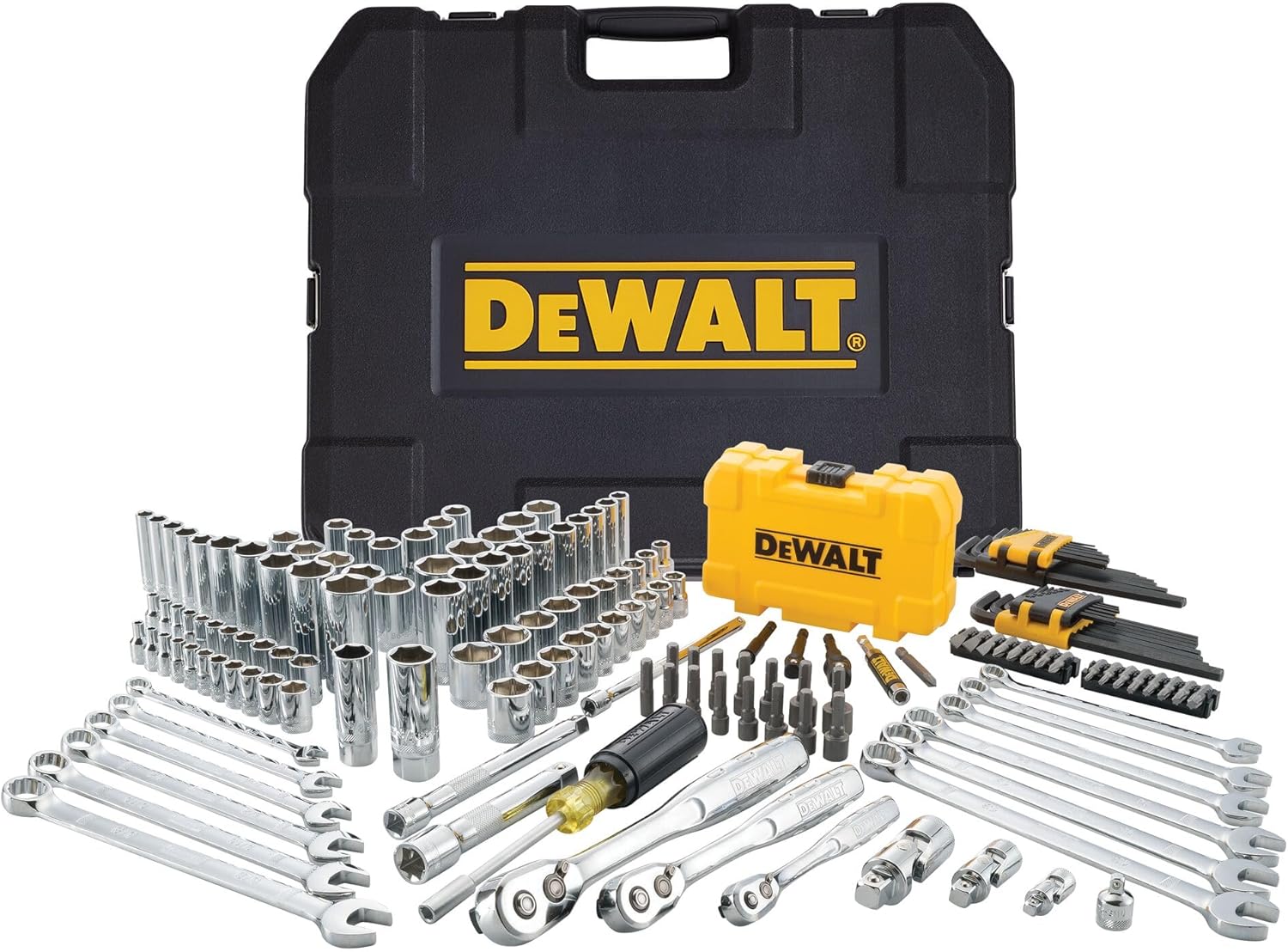 DEWALT Mechanics Tools Kit and Socket Set, 142-Piece, 1/4 & 3/8 Drive, MM/SAE (DWMT73802)