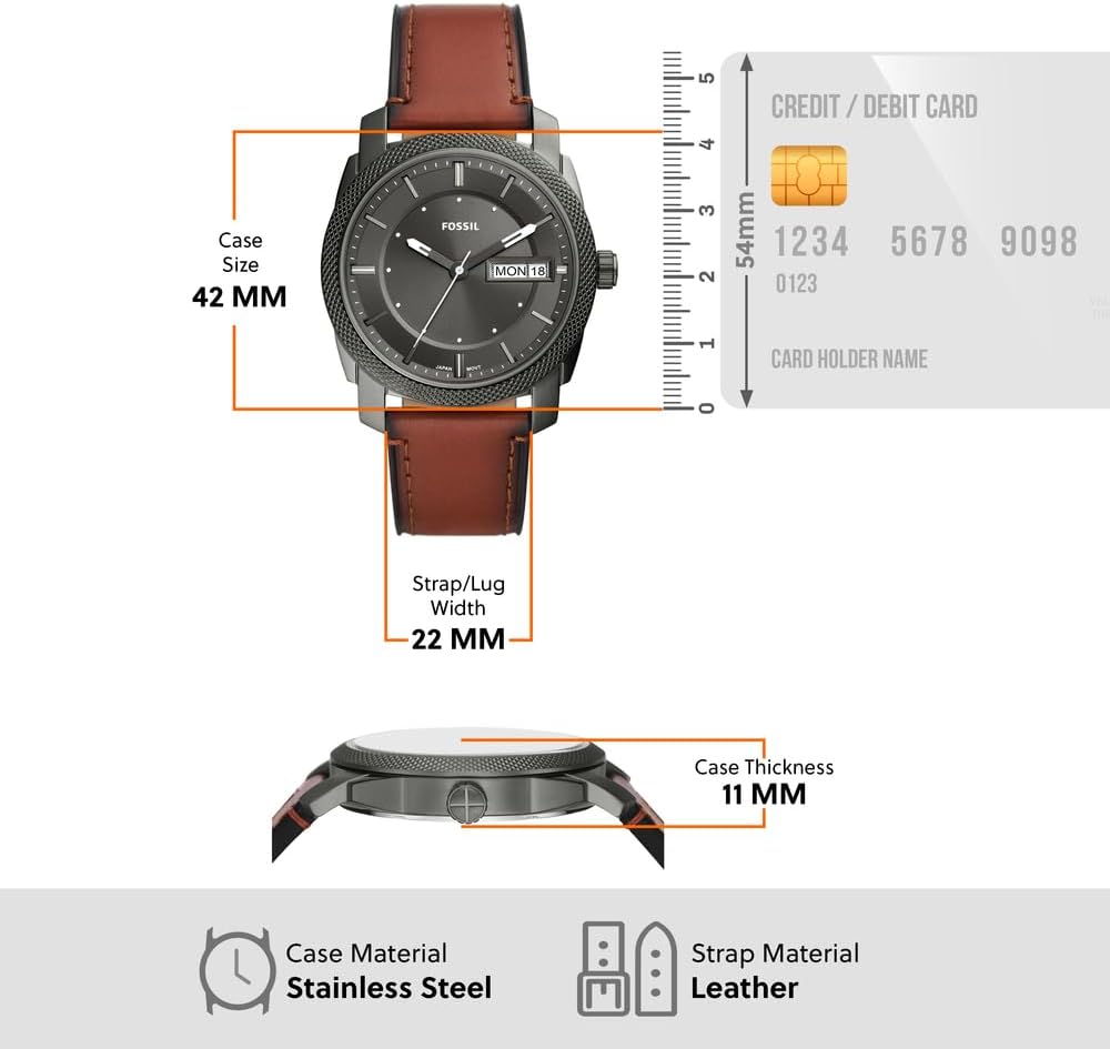 Fossil Machine Men's Watch with Stainless Steel or Leather Band, Chronograph or Analog Watch Display