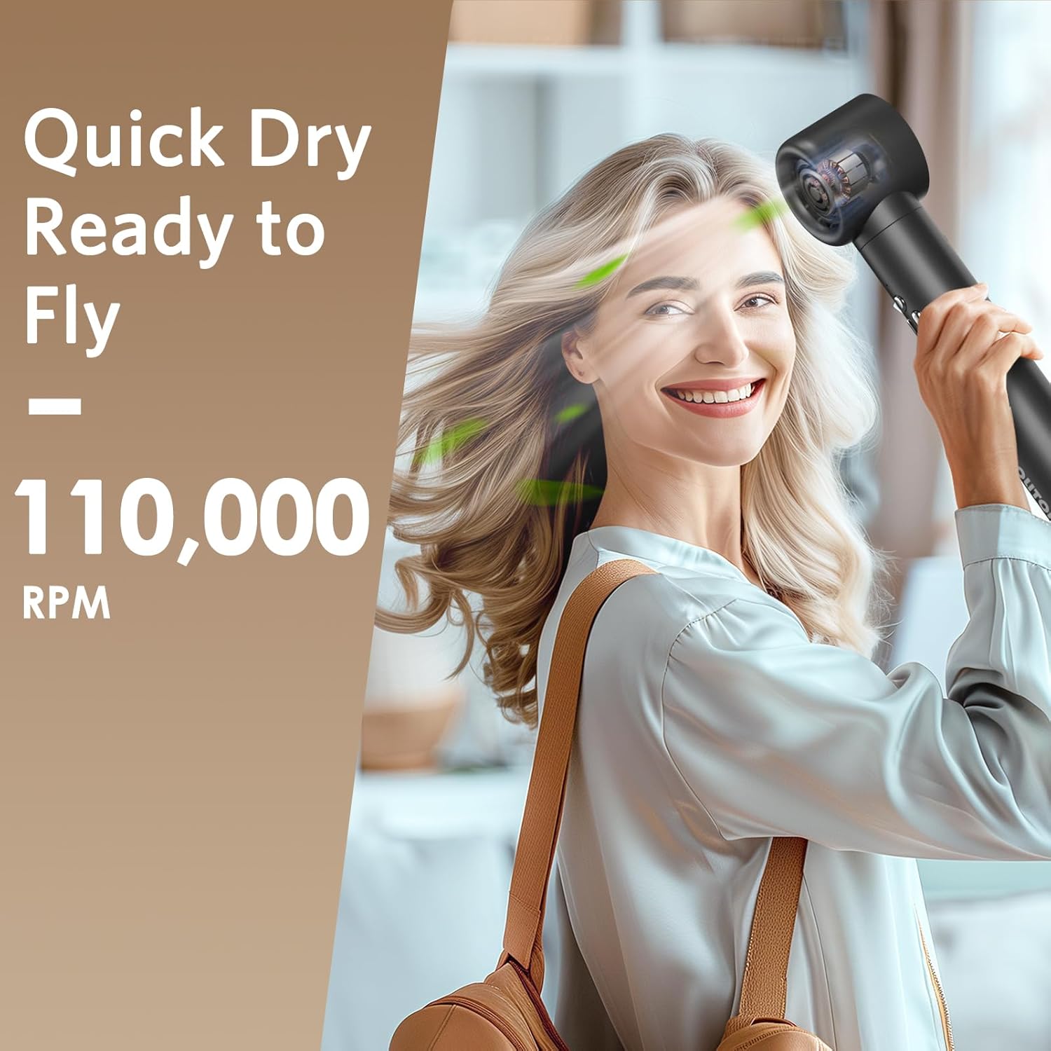 Hair Dryer Brush, Jolitoi 6 in 1 Blow Dryer Brush with 110,000 RPM High-Speed Negative Ionic, Automatic Curling Iron, Hot Air Styler for Fast Drying Curling Volumizing Straightening (Dark Grey)