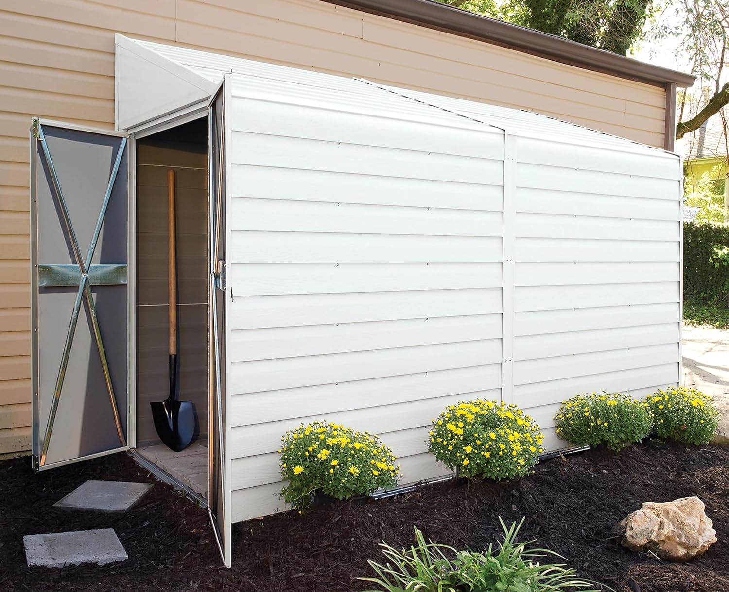 Arrow Yardsaver Compact Galvanized Steel Storage Shed with Pent Roof, 4' x 10'
