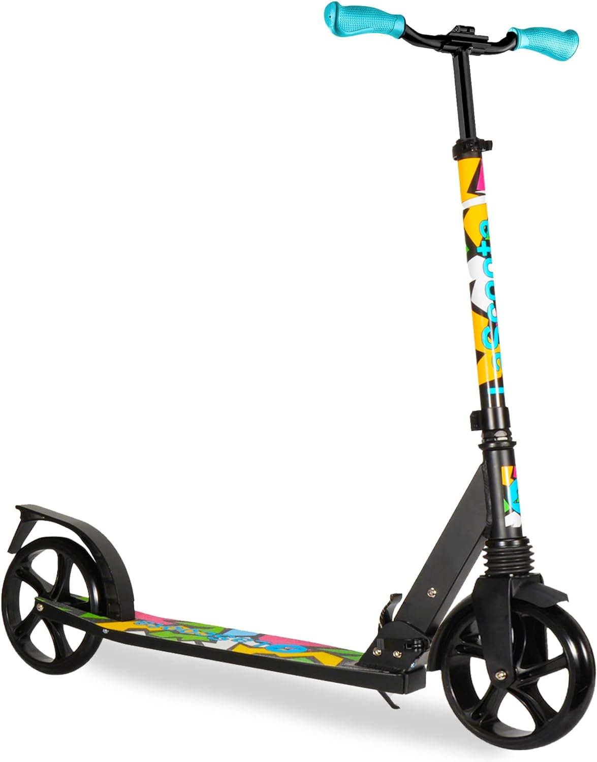 LaScoota Kick Scooter for Kids Ages 6+, Teens & Adults, Large 8 Sturdy Urethane Wheels. Adjustable Handlebar, Lightweight, Foldable, 220lbs Max Load