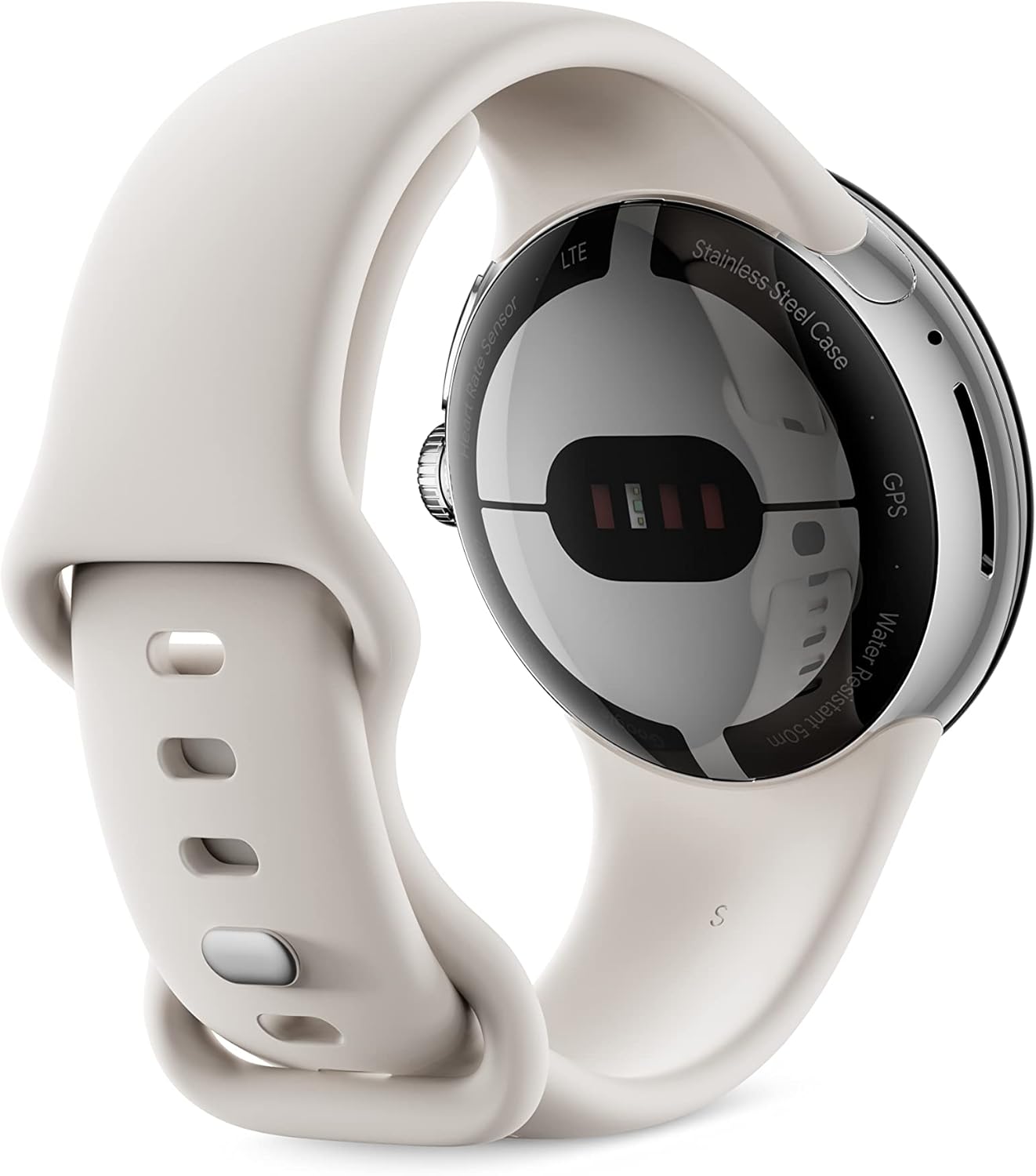 Google Pixel Watch - Android Smartwatch with Fitbit Activity Tracking - Heart Rate Tracking Watch Polished Silver Stainless Steel case with Charcoal Active band - WiFi