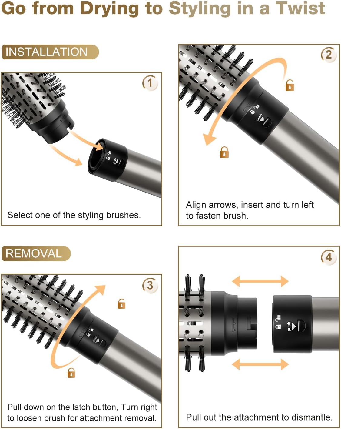 7MAGIC Hair Dryer Brush & 6 in 1 Hair Styler,110,000 RPM High-Speed Negative Ionic Hair Dryer Fast Drying, Multi Hair Styler, Professional Blow Dryer Brush for Curling Volumizing Straightening Styling