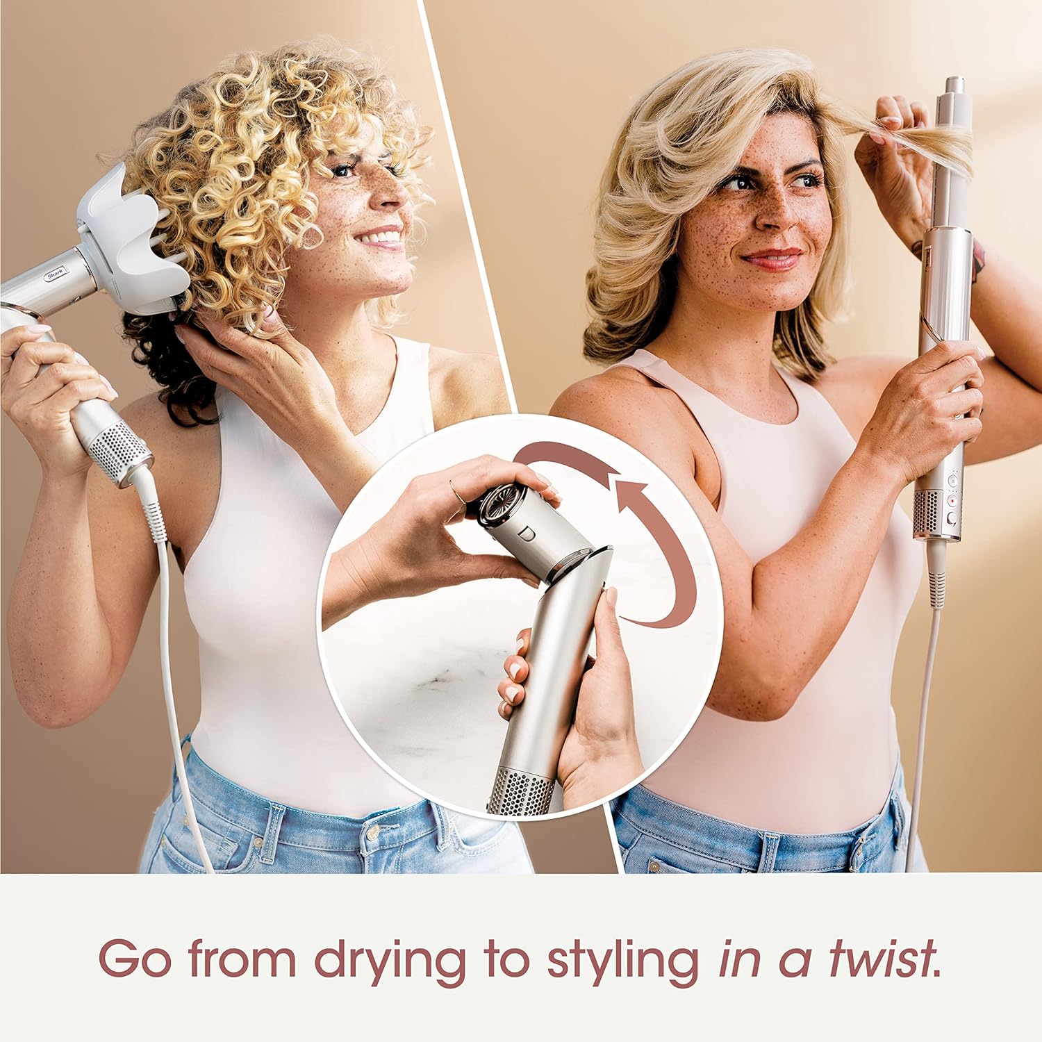 Shark FlexStyle Hair Dryer & Powerful Styling System with 6-Piece Hair Styling Tools, Paddle Brush, Curl-Defining Hair Diffuser, Auto-Wrap Curlers, Styling Concentrator, Oval Brush &, Black, HD440BK