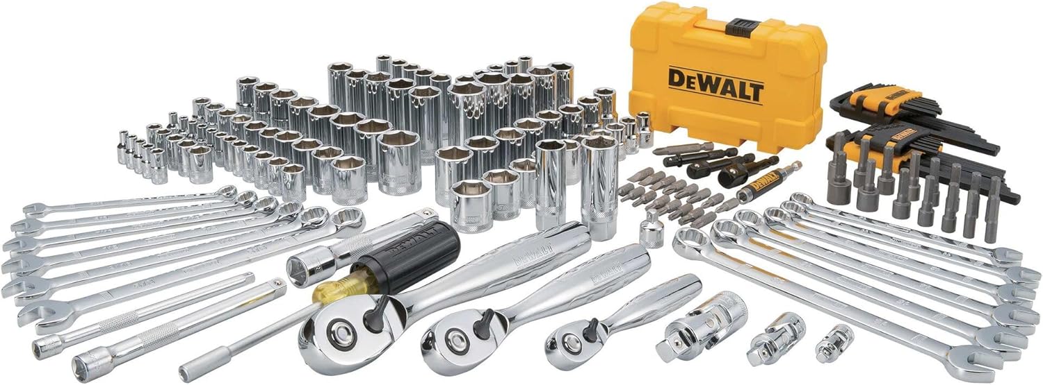 DEWALT Mechanics Tools Kit and Socket Set, 142-Piece, 1/4 & 3/8 Drive, MM/SAE (DWMT73802)