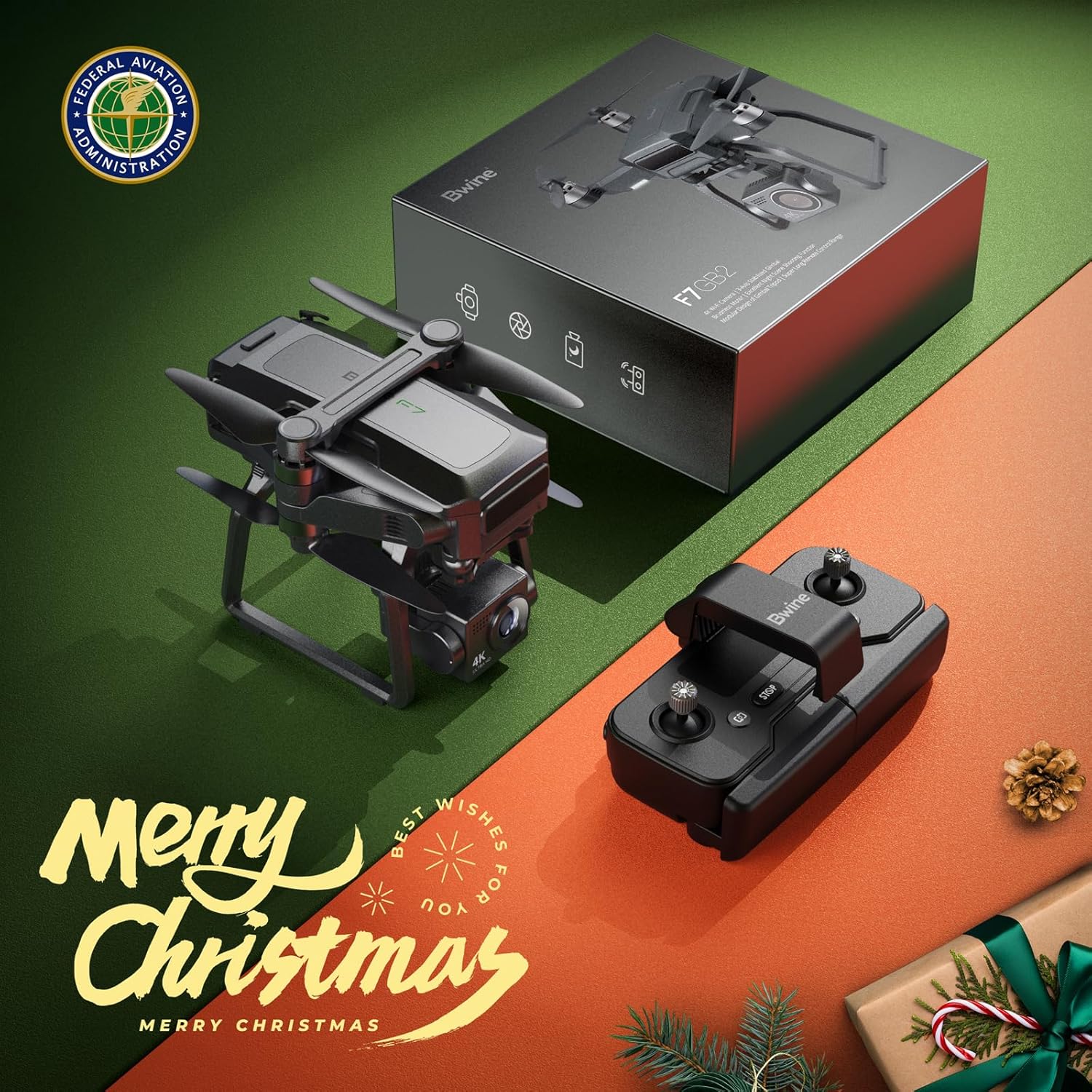 Bwine F7GB2 - Drones con cámara para adultos, 4K, rango de transmisión de 9800 pies, cardán de 3 ejes, 2 baterías, tiempo de vuelo de 50 min, retorno automático GPS, resistencia al viento de nivel 6