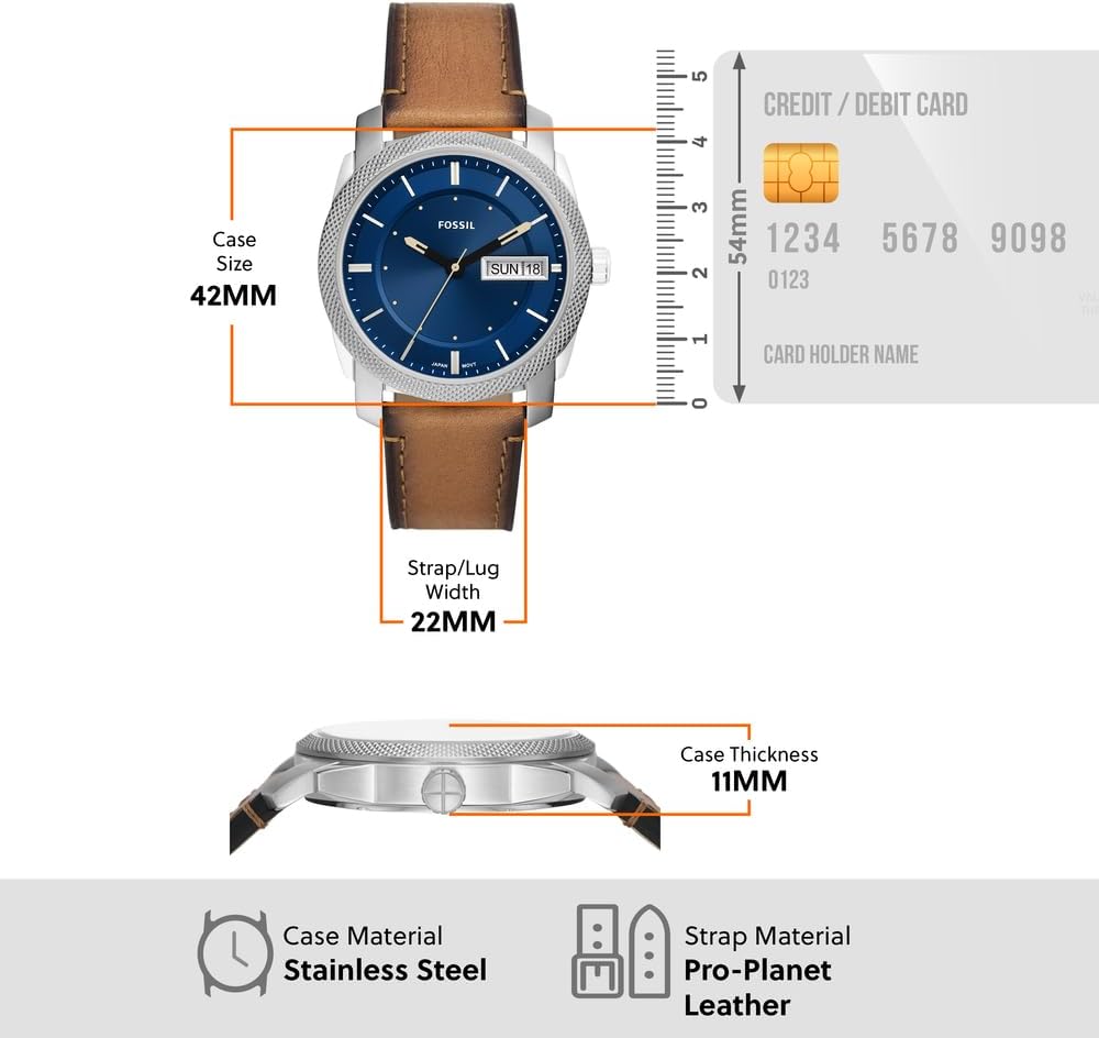Fossil Machine Men's Watch with Stainless Steel or Leather Band, Chronograph or Analog Watch Display