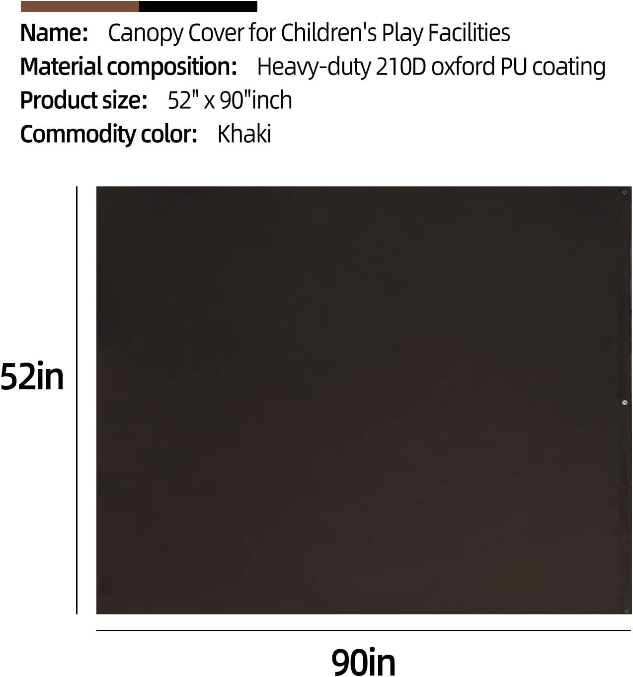 Heavy Duty Swing Set Canopy,Kids Playground Roof Canopy Cover,Wooden Swing Sets Cover For Backyard,Outdoor Replacement Sunshade Cover Black 52“ x 90” Inch,Playest Canopy Replacement 52“ x 90” Inch