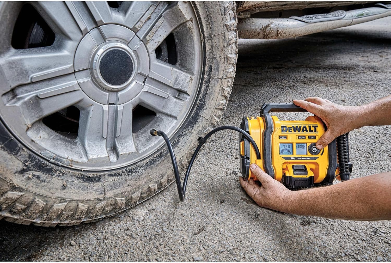 DEWALT 20V MAX Tire Inflator, Compact and Portable, Automatic Shut Off, LED Light, Bare Tool Only (DCC020IB)