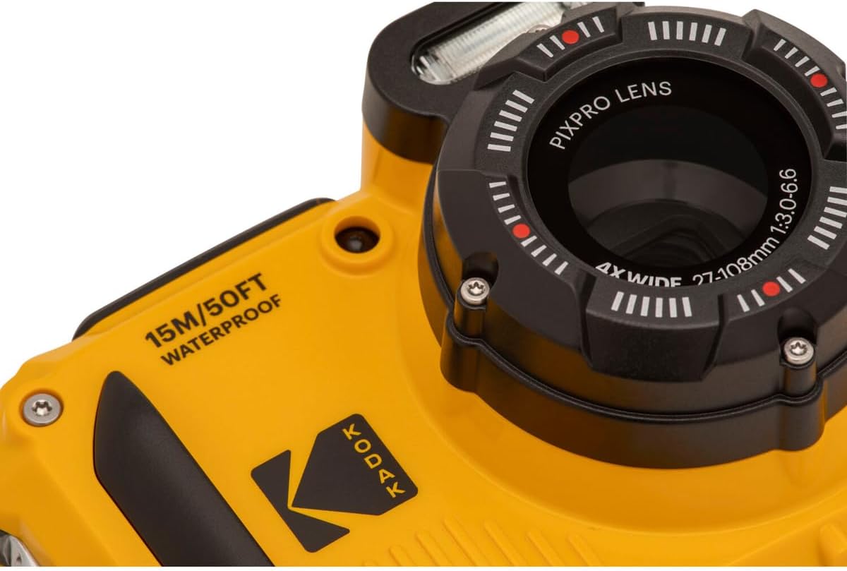 KODAK PIXPRO WPZ2 Rugged Waterproof Shockproof Dustproof WiFi Digital Camera 16MP 4X Optical Zoom 1080P Full HD Video Vlogging Camera 2.7 LCD (Yellow)