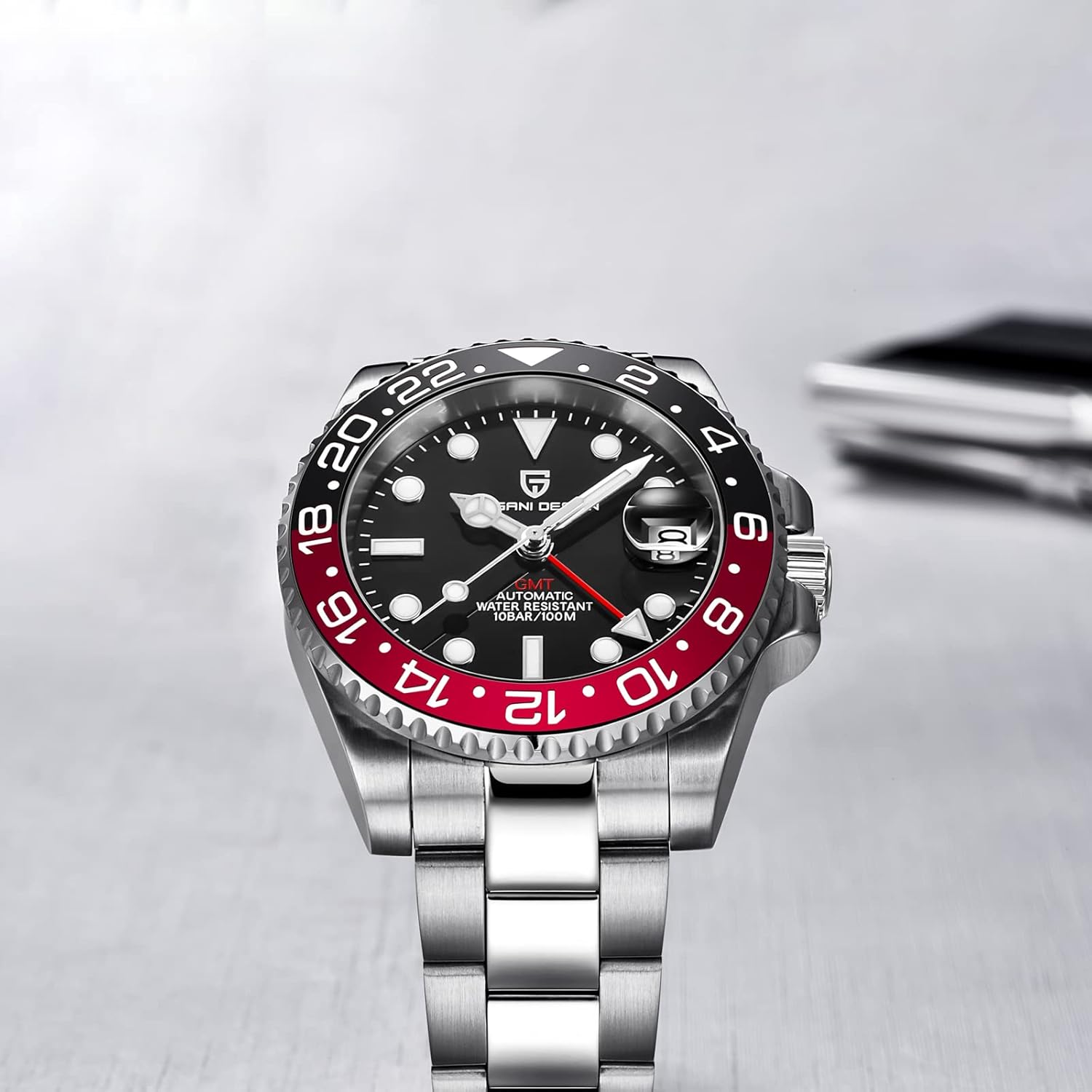 Men Watch Pagani Design GMT Watches for Men Automatic 40MM Date 100M Waterproof Stainless Steel Sapphire Glass Mechanical Wristwatches PD-1662