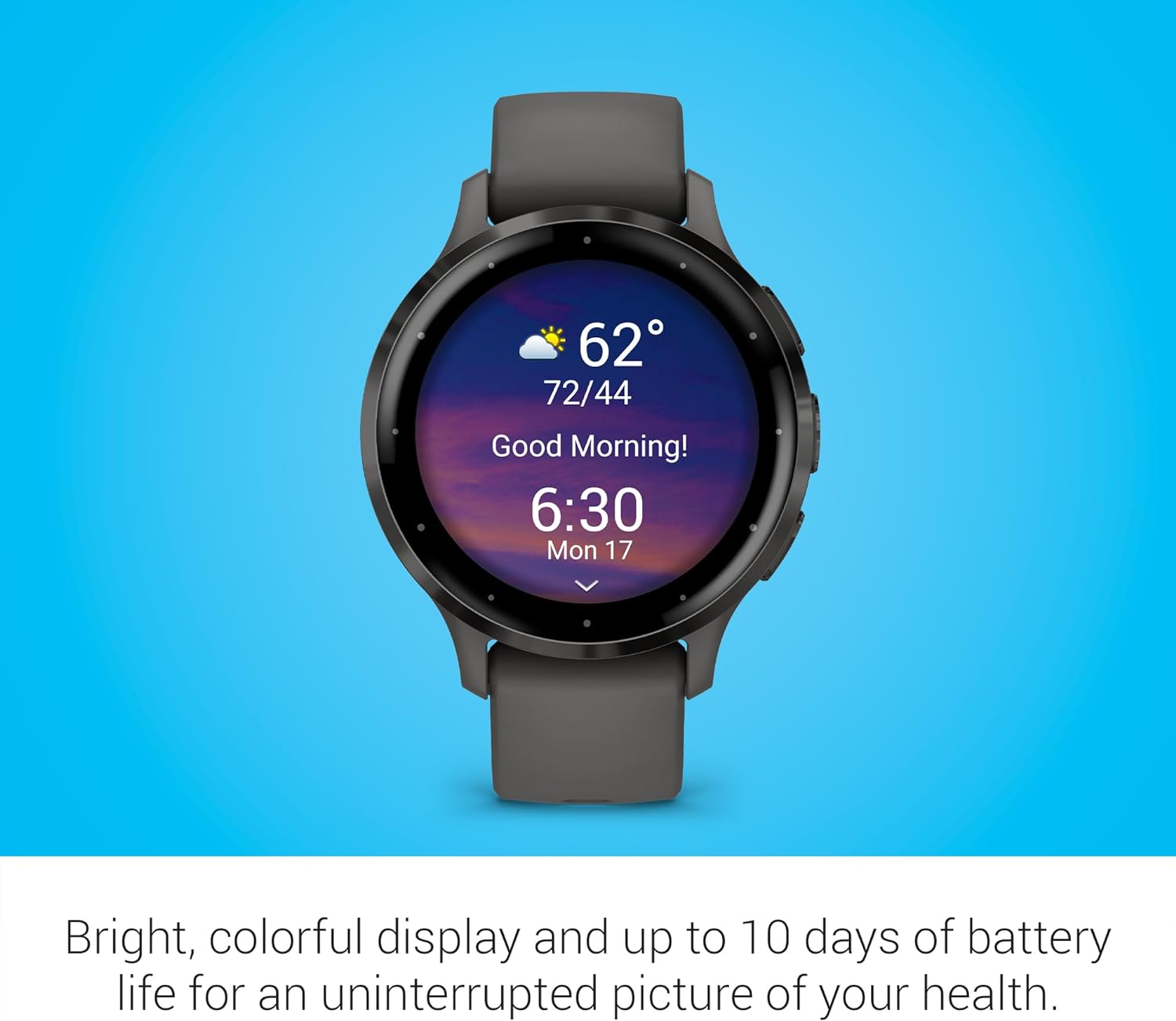 Garmin Venu 3 Slate Stainless Steel Bezel 1.4-Inch AMOLED Touchscreen Display Smart Watch with 45mm Black Case and Silicone Band