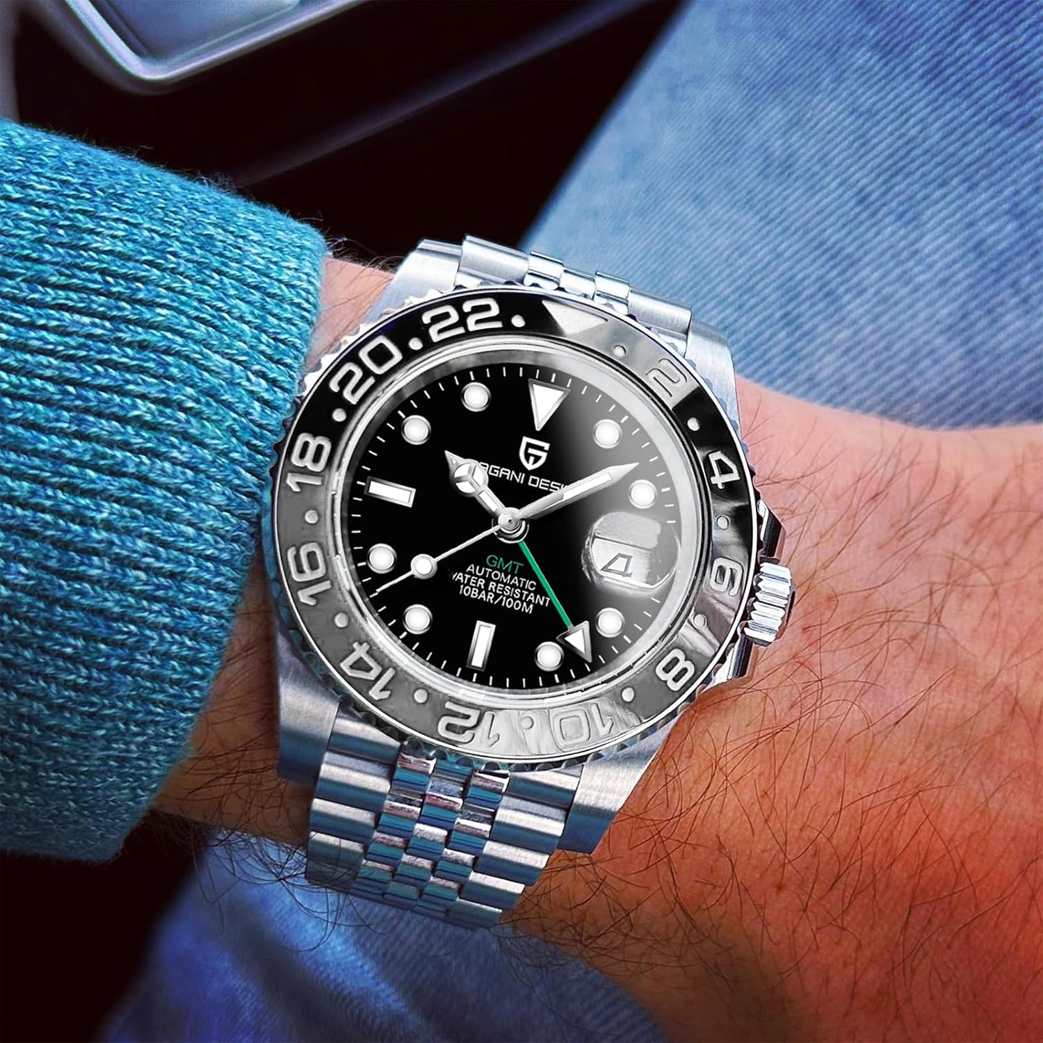 Men Watch Pagani Design GMT Watches for Men Automatic 40MM Date 100M Waterproof Stainless Steel Sapphire Glass Mechanical Wristwatches PD-1662