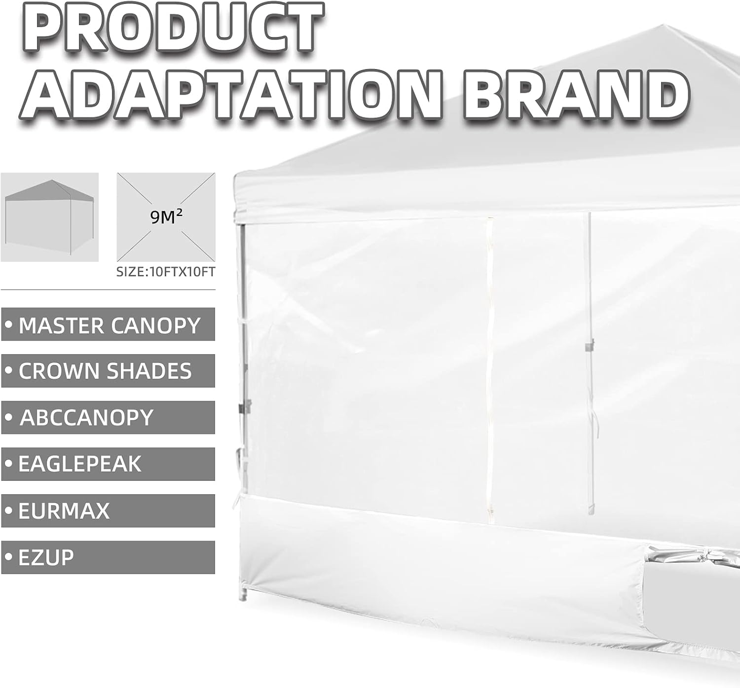 MordenApe Clear Sidewall, Transparent Canopy Walls, Canopy Side Wall for 10x10 Pop Up Canopy - Straight Leg, Outdoor Instant Canopies Sidewall,1 Pack (Navy)