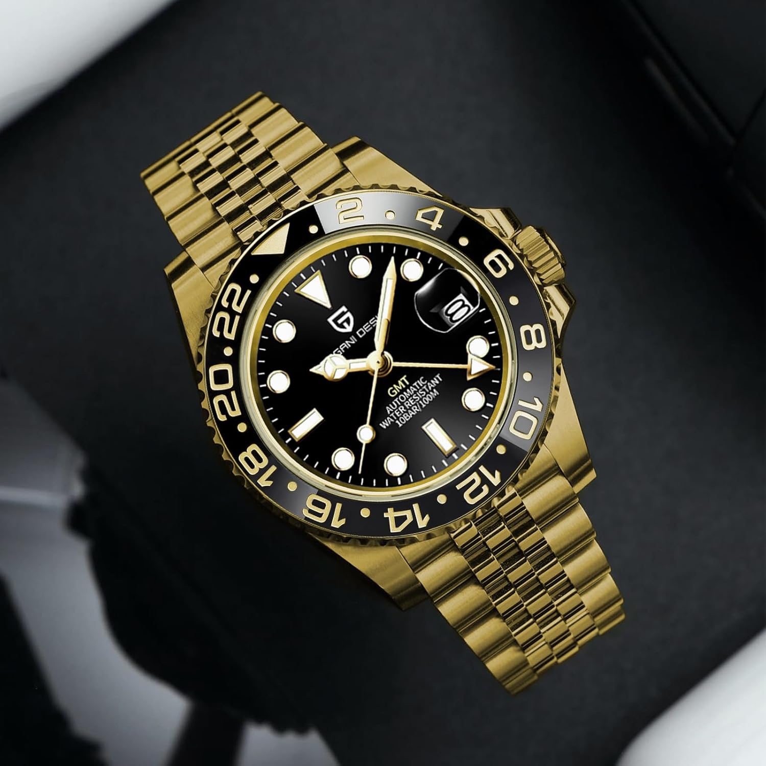 Men Watch Pagani Design GMT Watches for Men Automatic 40MM Date 100M Waterproof Stainless Steel Sapphire Glass Mechanical Wristwatches PD-1662