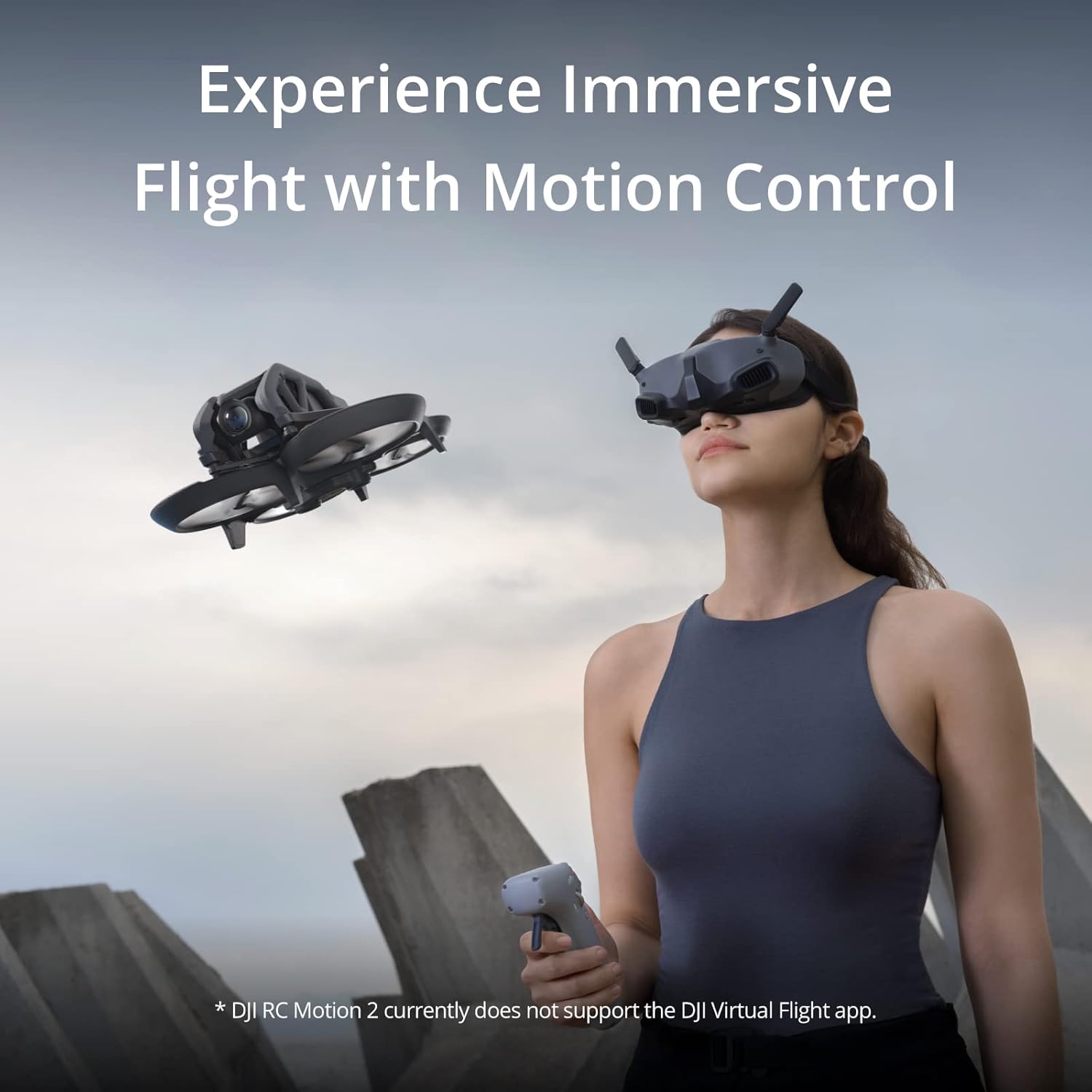 DJI Avata Explorer Combo, dron de visión en primera persona con cámara 4K, súper ancho de 155° FOV, incluye nuevo RC Motion 2 y gafas Integra Black, cumple con la FAA Remote ID