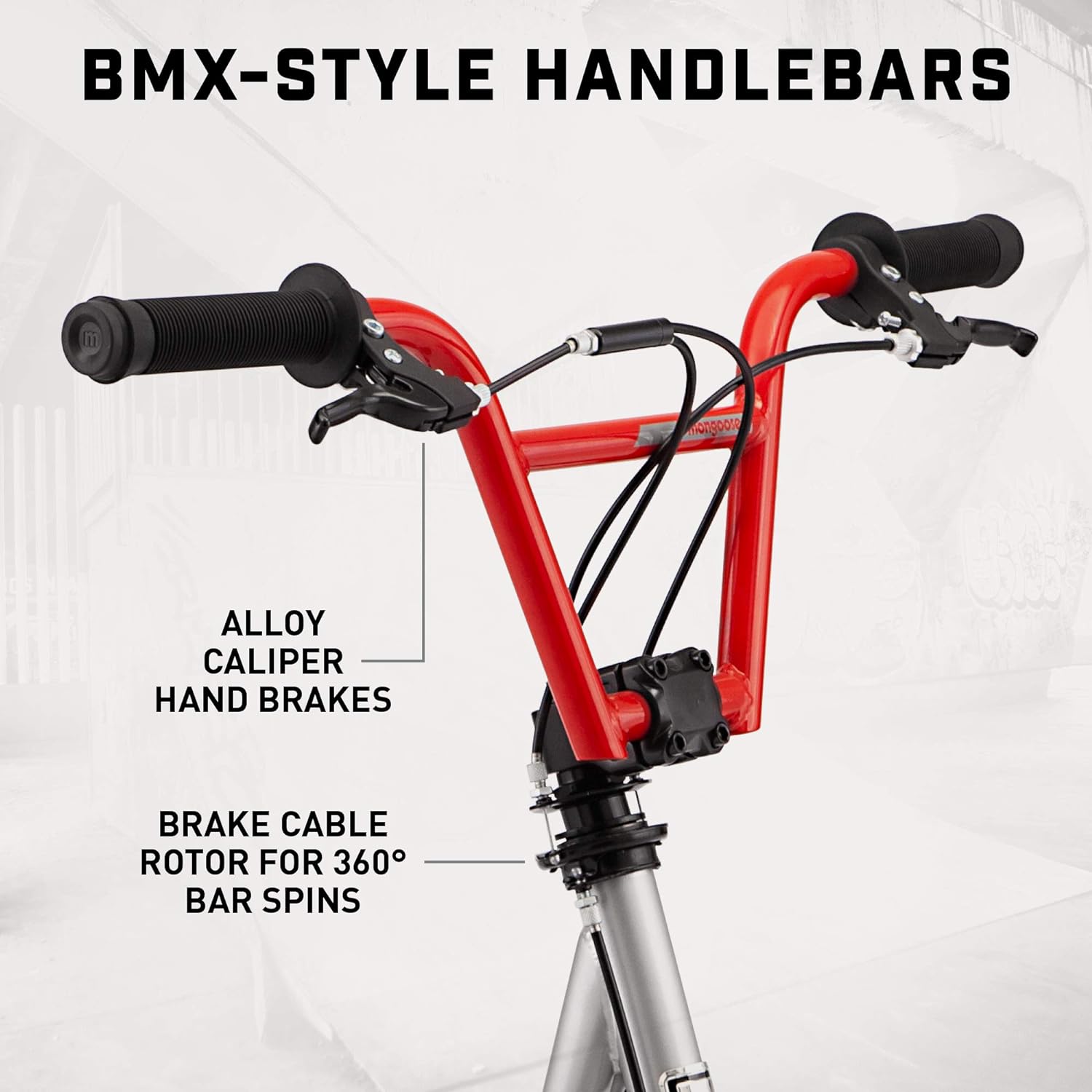 Mongoose Trace Air Non-Electric Scooter for Youth Boys Girls Age 8+ Year Old, Max Weight of 220 lbs., 12-Inch Air Tires, Non-Folding Design, Adjustable Height Stem, BMX-Style Handlebar, Wide Foot Deck