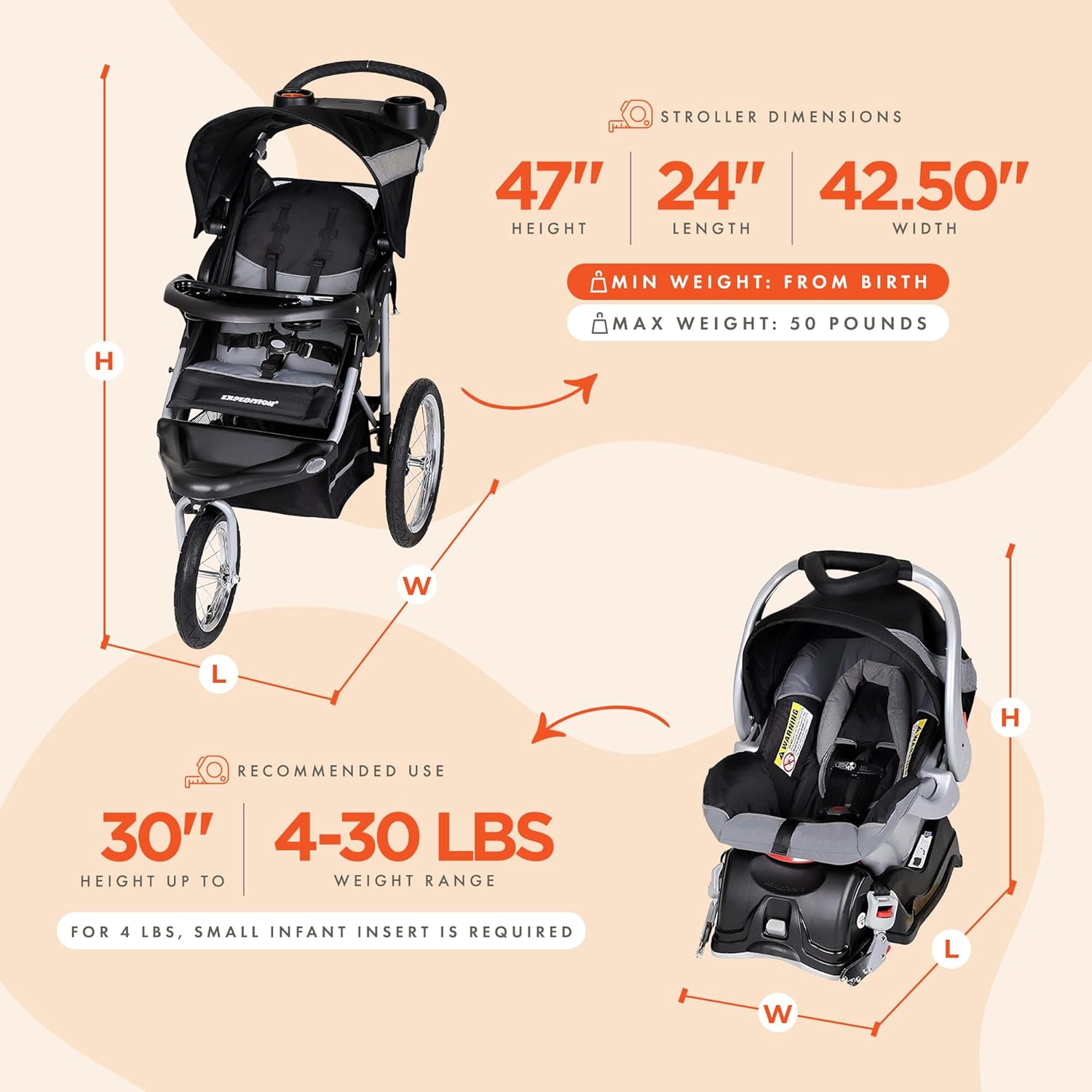 Baby Trend Range Jogger Stroller, Millennium
