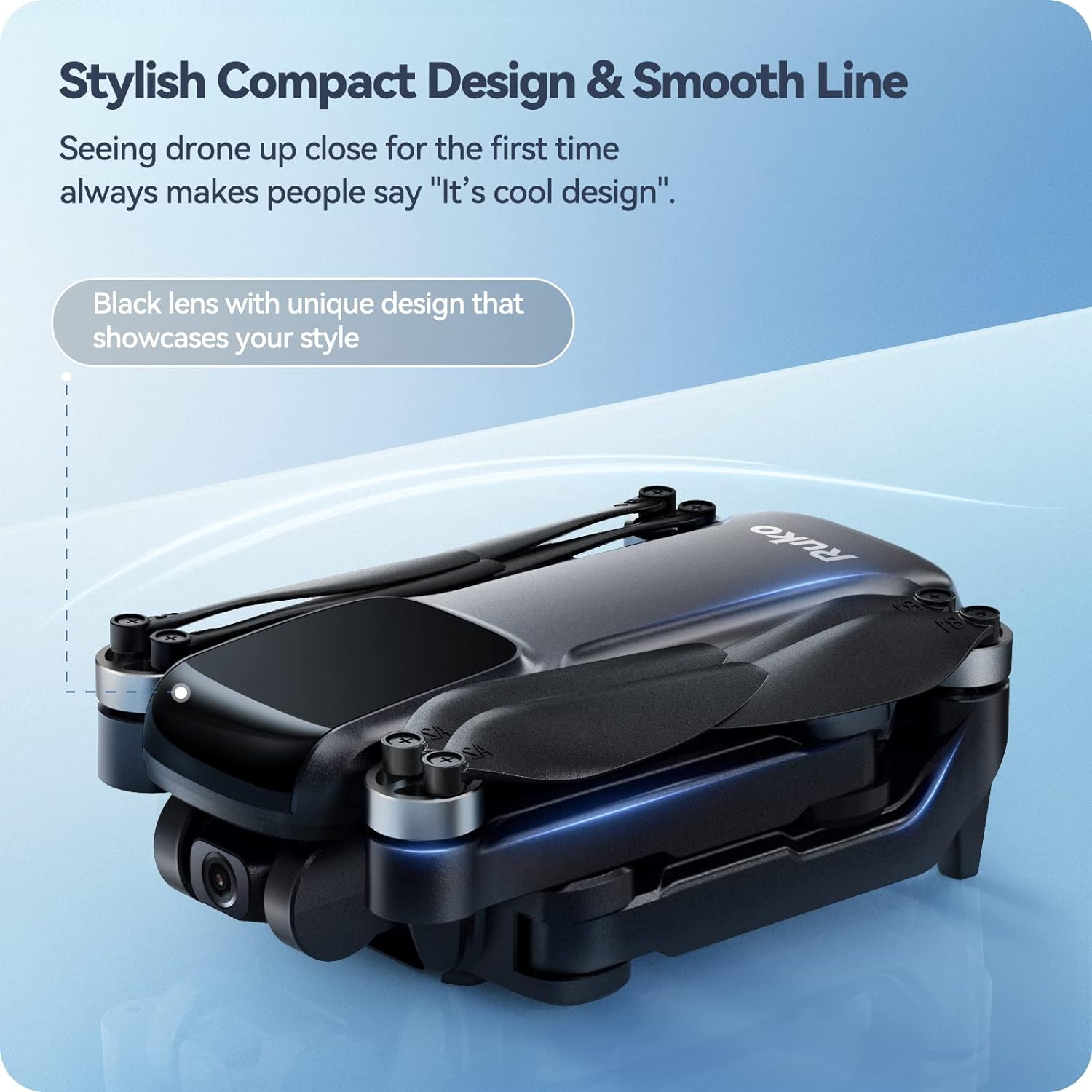 Ruko U11PRO - Primer dron con cámara para adultos, 4K UHD, compatible con identificación remota FAA, tiempo de vuelo de 52 minutos, 2 baterías, retorno automático GPS, modo interior-exterior,