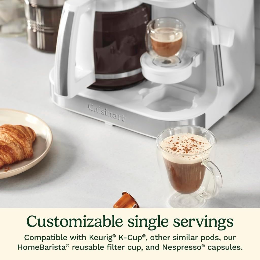 Cuisinart Coffeemaker, Coffee Center Barista Bar 4-In-1 Coffee Machine, Single-Serve Coffee, Espresso & Nespresso Capsule Compatible, 12-Cup Carafe, Black, SS-4N1