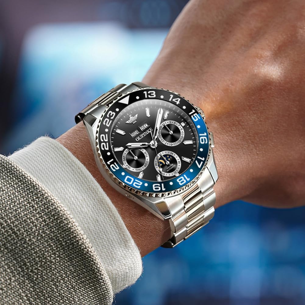 OUPINKE Men's Automatic Watch Self Winding Mechanical Luxury Wrist Watch Sapphire Crystal Tungsten Steel