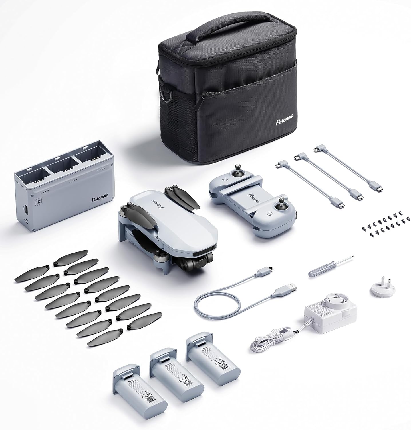 Potensic ATOM SE - Drone GPS con cámara EIS 4K, menos de 8.78 oz, vuelo de 93 minutos, transmisión FPV de 4 KM, motor sin escobillas, velocidad máxima 52.5 ft/s, hub de carga paralela rápida de 60 W,