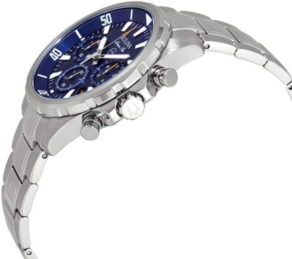 Bulova Men's Marine Star Series B Stainless Steel 6-Hand Chronograph Quartz Watch, Blue Dial Style: 96B256