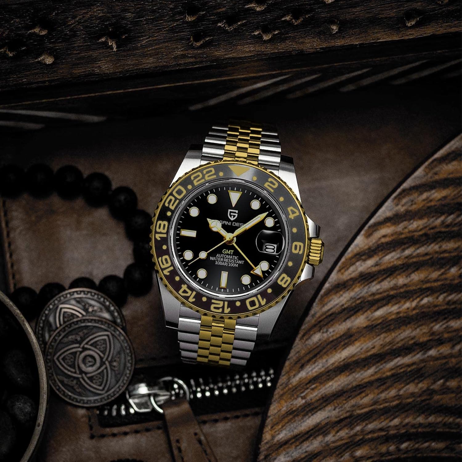 Men Watch Pagani Design GMT Watches for Men Automatic 40MM Date 100M Waterproof Stainless Steel Sapphire Glass Mechanical Wristwatches PD-1662