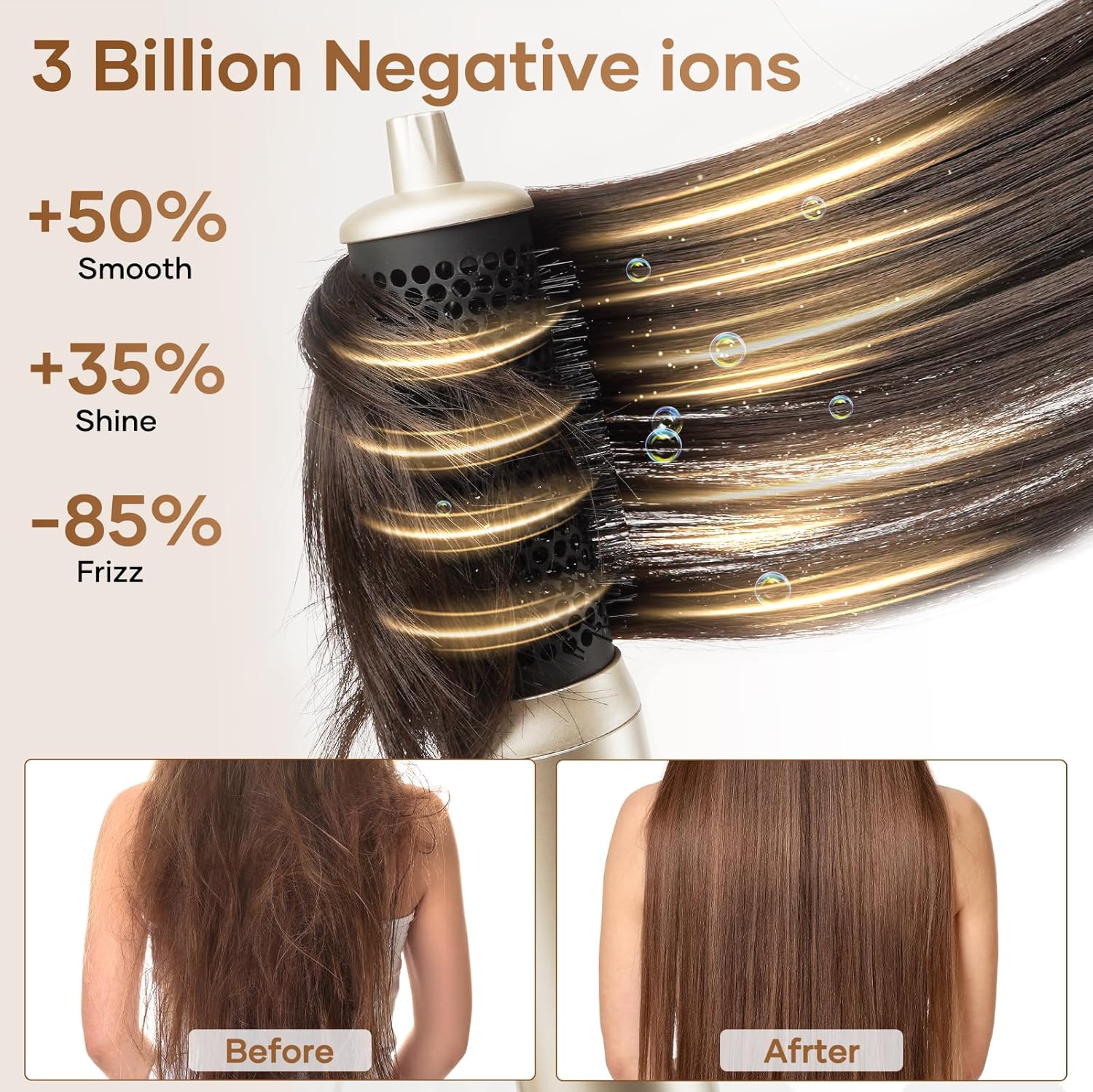 Hair Dryer Brush TECHMERI 6 in 1 Blow Dryer Brush Ions, Detachable Hair Styler Tools, Auto Wrap Curler, Hot Air Brush for Drying, Straightening and Volumizing