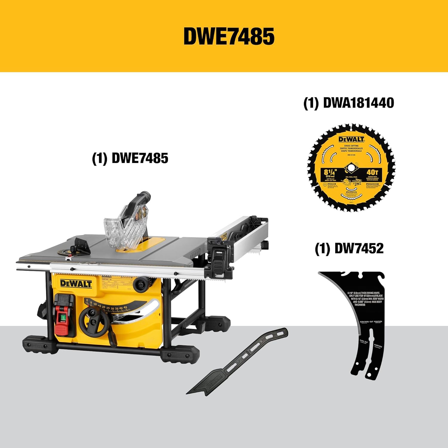DEWALT Table Saw for Jobsites, 8-1/4 Inch, 15 Amp (DWE7485)