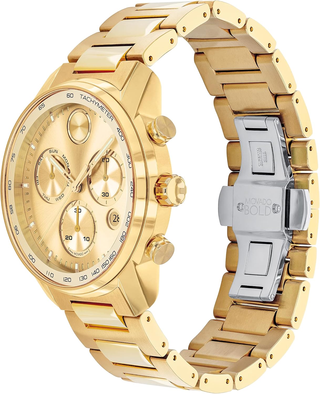 Movado Men's Bold Verso Swiss Quartz Watch with Stainless Steel Strap, Gold Plated, 21.95 (Model: 3600866)