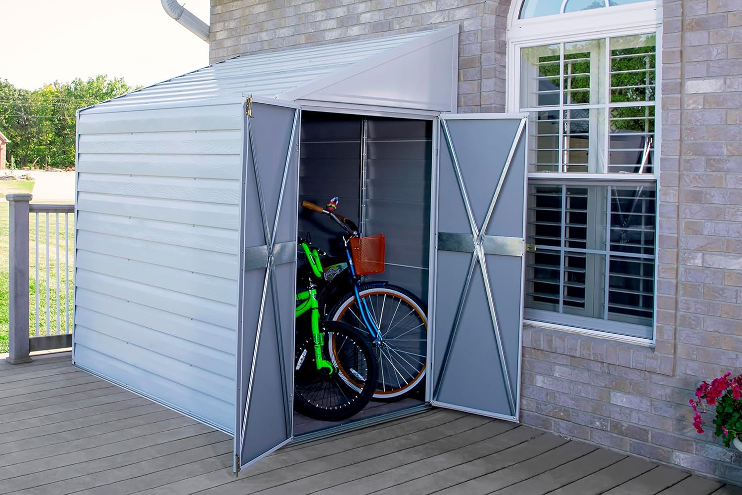 Arrow Yardsaver Compact Galvanized Steel Storage Shed with Pent Roof, 4' x 10'